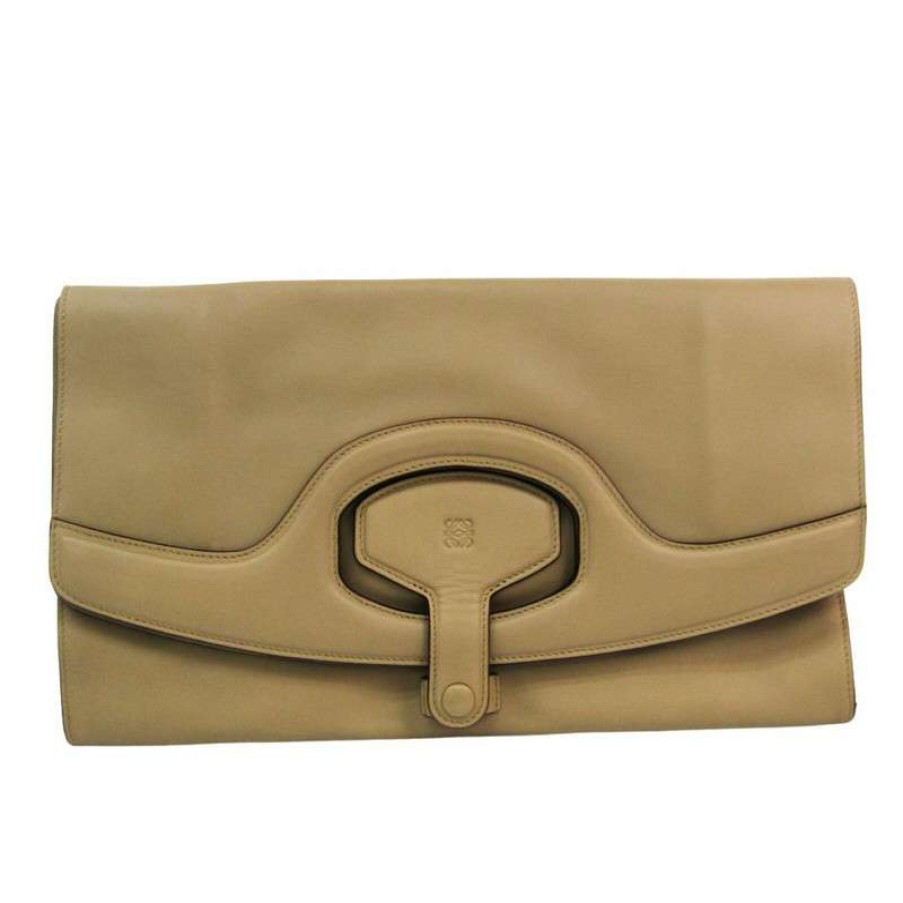 Loewe * | New Threads Loewe Clutch Bag Leather In (One Size) Beige