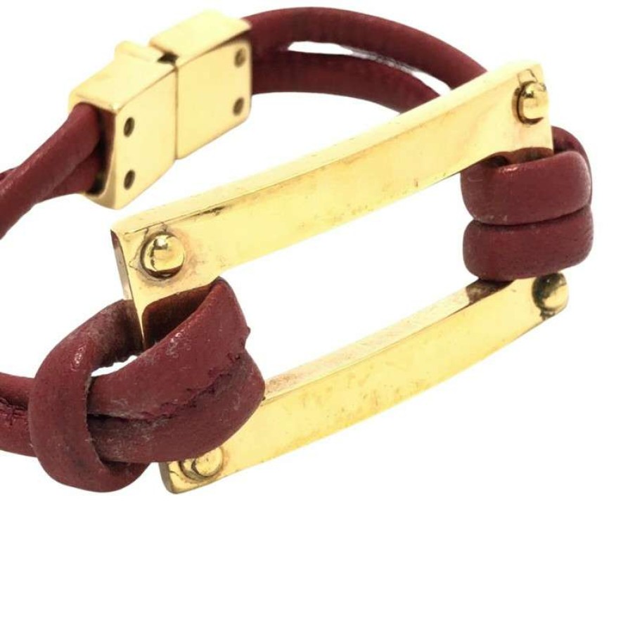 Loewe * | Clearance Sale Loewe Bracelet/Wristband Leather In (One Size) Bordeaux