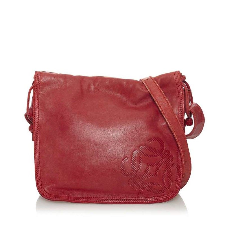 Loewe * | Top Sell Loewe Shoulder Bag Leather In (One Size) Red