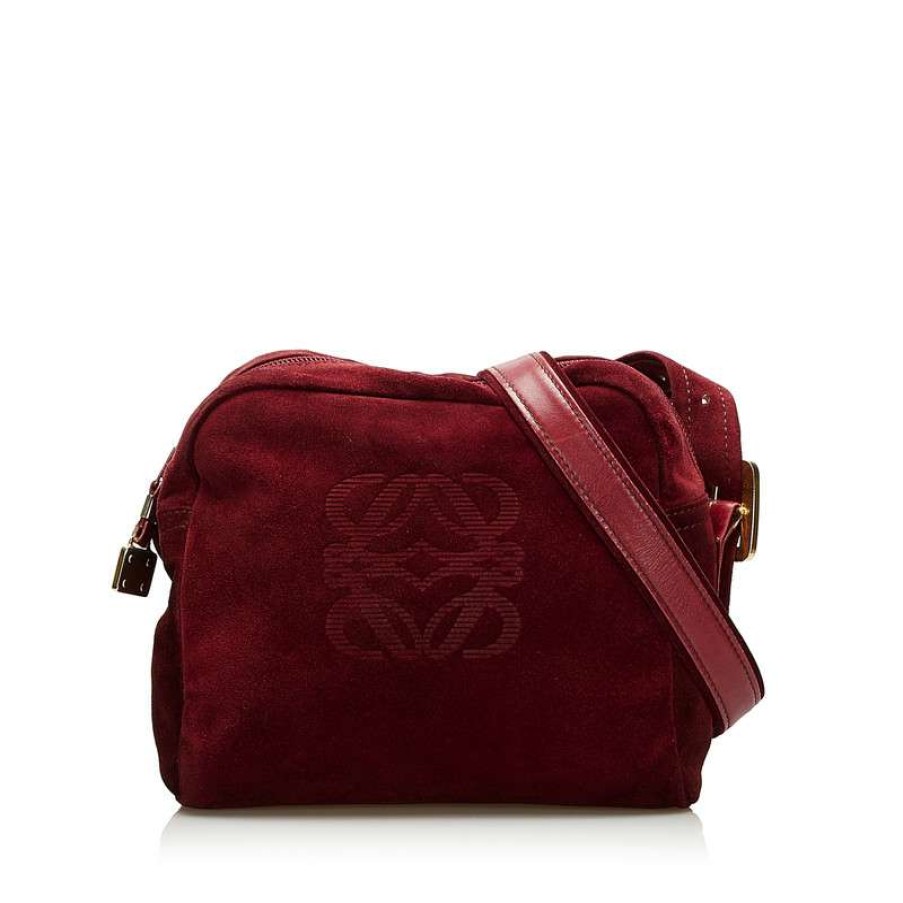 Loewe * | Quick Delivery Loewe Shoulder Bag Suede In (One Size) Red