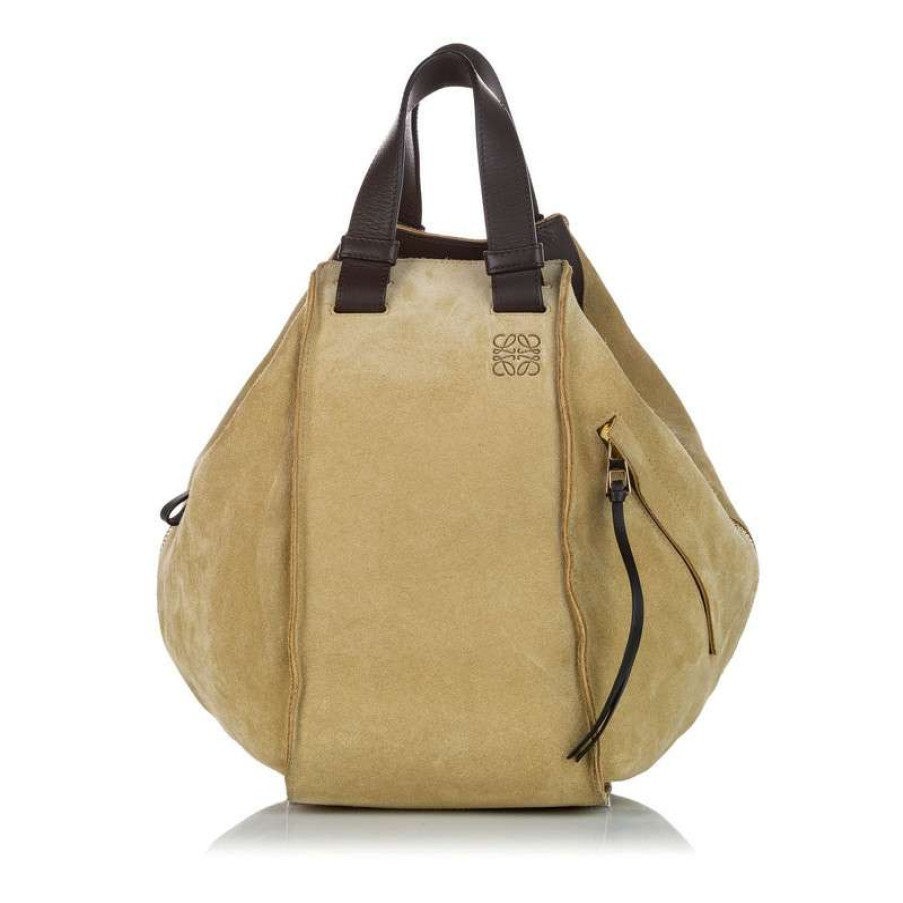 Loewe * | Tendy Style Loewe Hammock Tote Bag Suede In (One Size) Brown