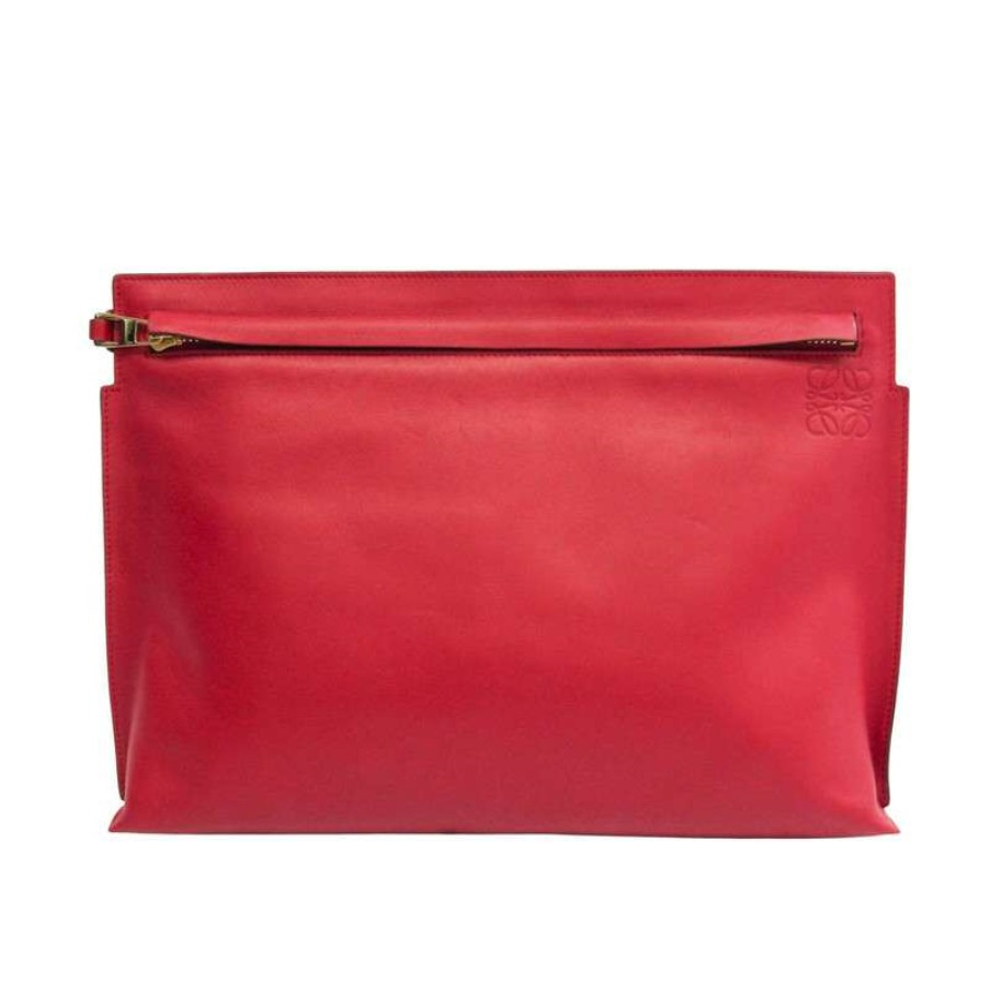 Loewe * | Clearance Loewe Clutch T Pouch Leather In (One Size) Red