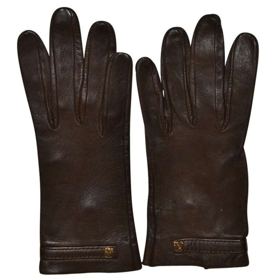 Loewe * | Clearance Sale Loewe Leather Gloves(Size S) Brown